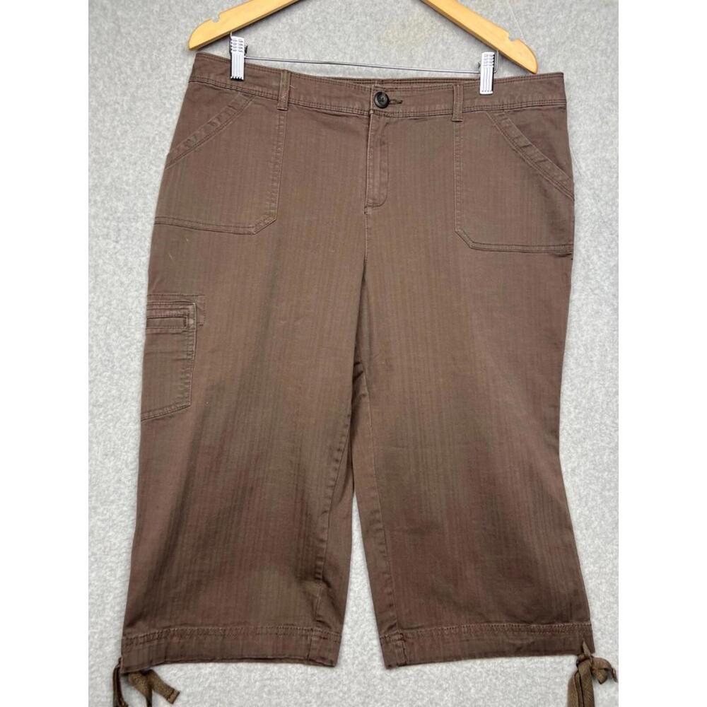 Y2k 90s Croft&Barrow Crop Stretch Capri Cargo Pants Womens Sz 16 Summer Casual